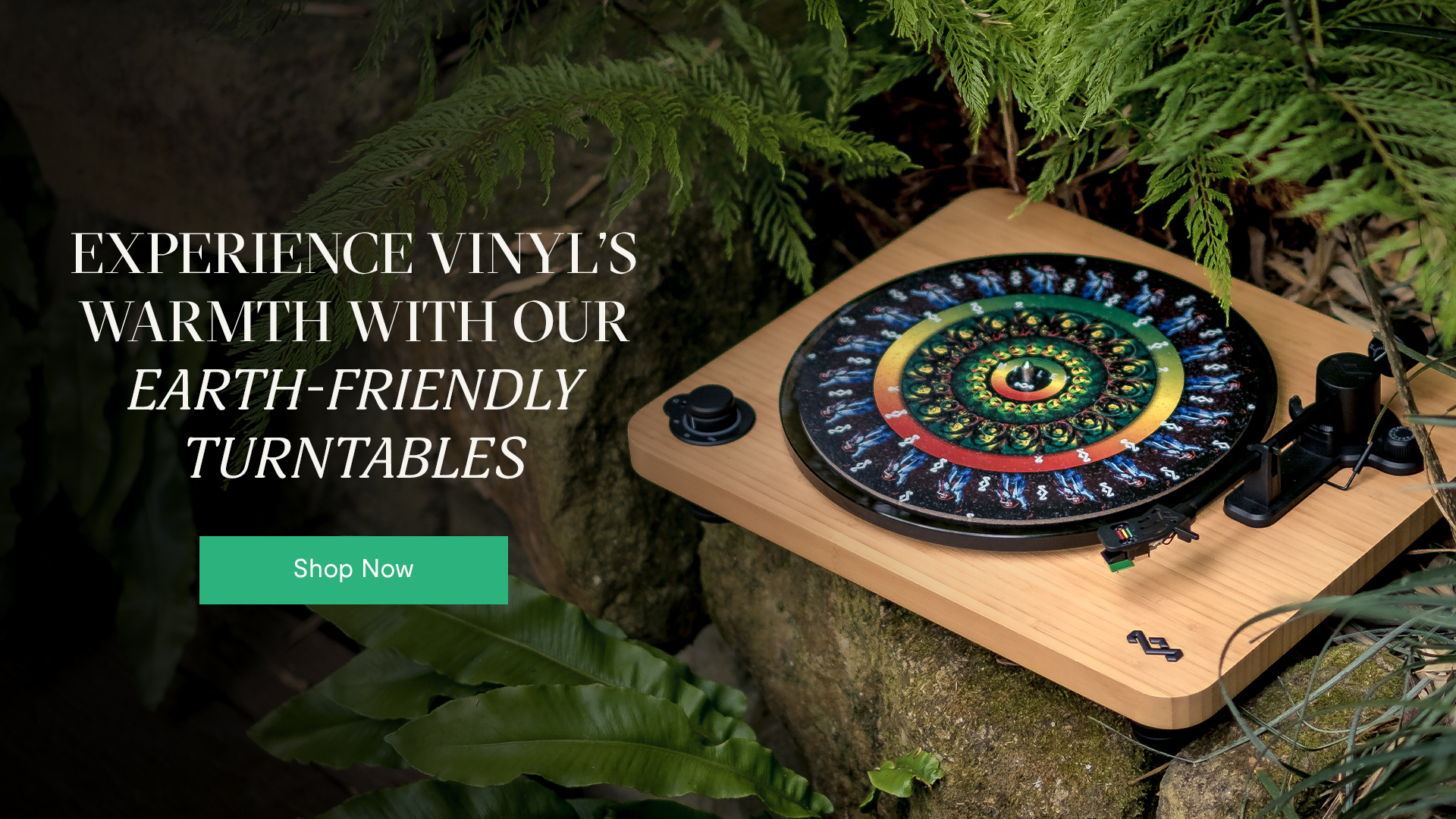 Experience vinyl's warmth with our earth friendly turntables